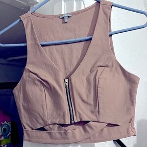 🌸4/$40 Zip Up Criss Cross Crop Top